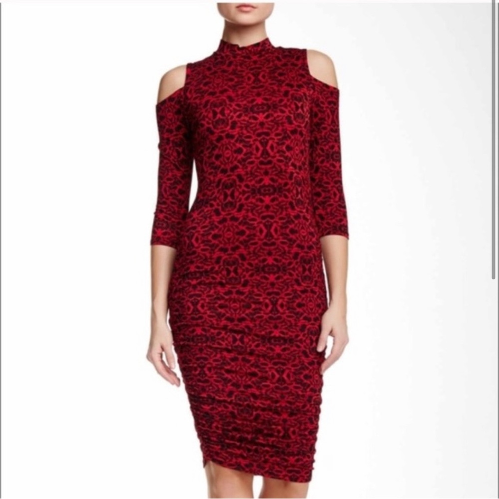 Jessica Simpson red cold shoulder dress